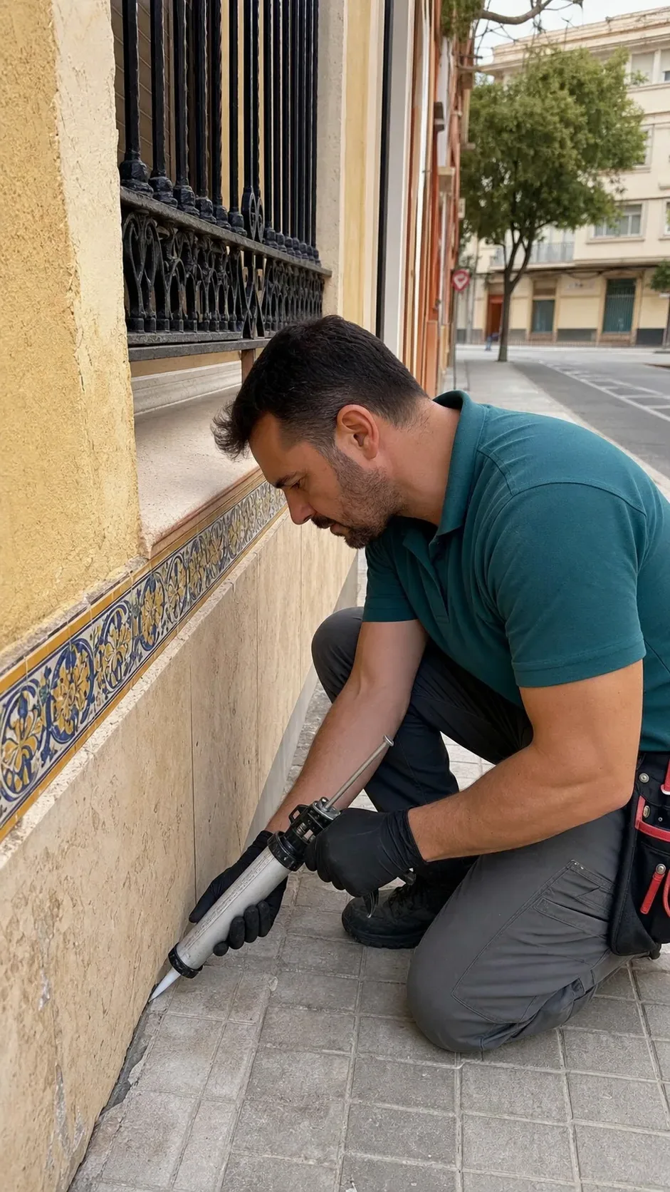 Sellado de grietas y accesos en una fachada